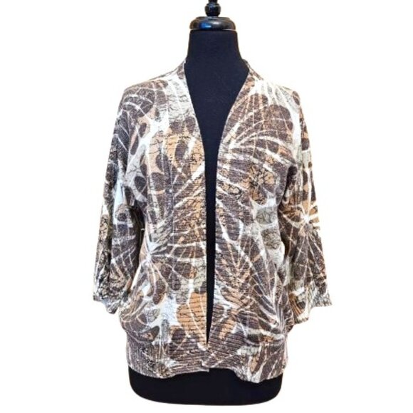 Chicos Open Cardigan Metallic Shimmer Linen Blend 3/XL - Picture 1 of 3